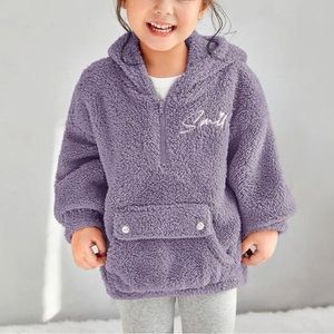 GIRLS SIZE 6 FUZZY PURPLE PULLOVER JACKET